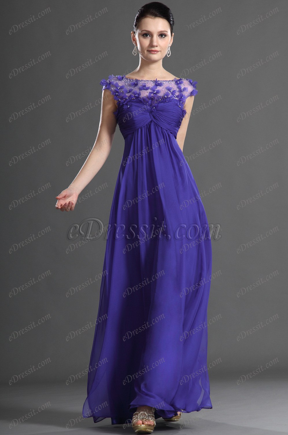 Amazing Lace Shoulders Evening Dress