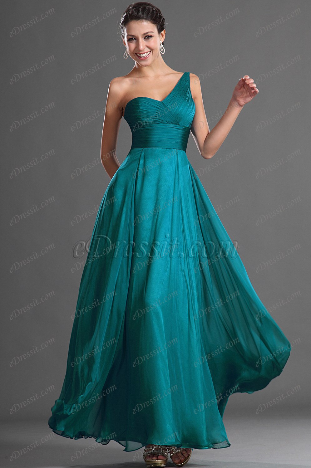 Glamorous One Shoulder Evening Dress