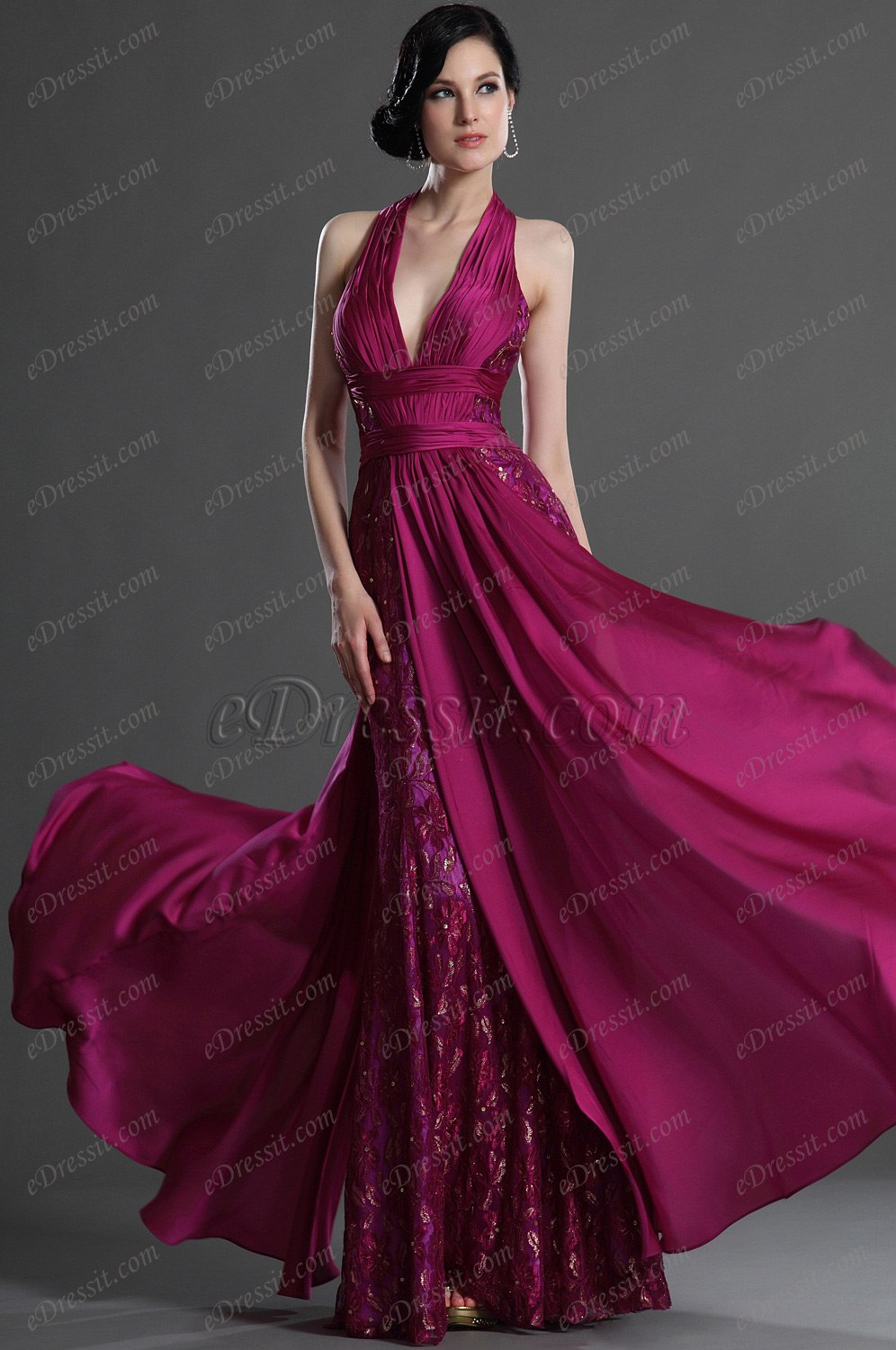 Sexy Halter Deep V cut Evening Dress