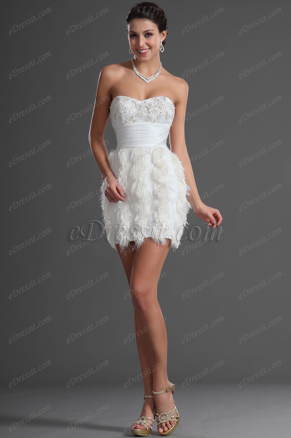 Lovely White Strapless Cocktail Dress Party Dress