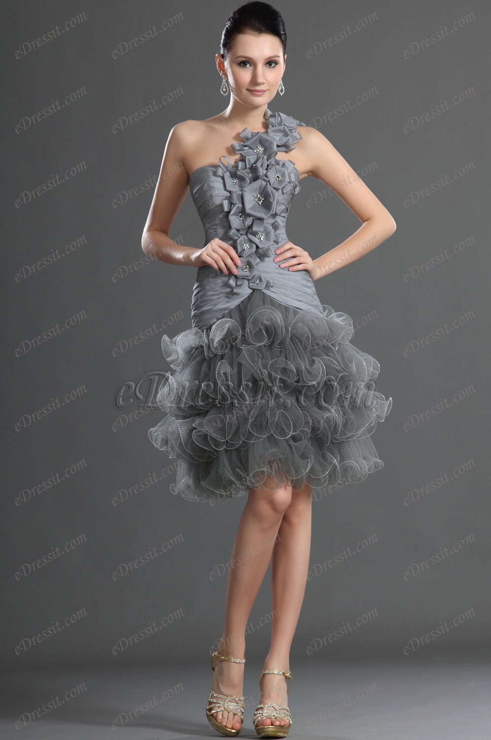 Stilvoll Lieblich Grau Ballkleid Cocktail Kleid