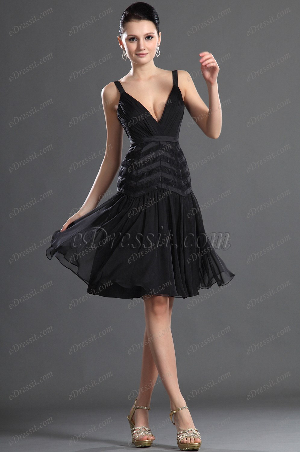 Sexy Deep V cut Black Cocktail dress