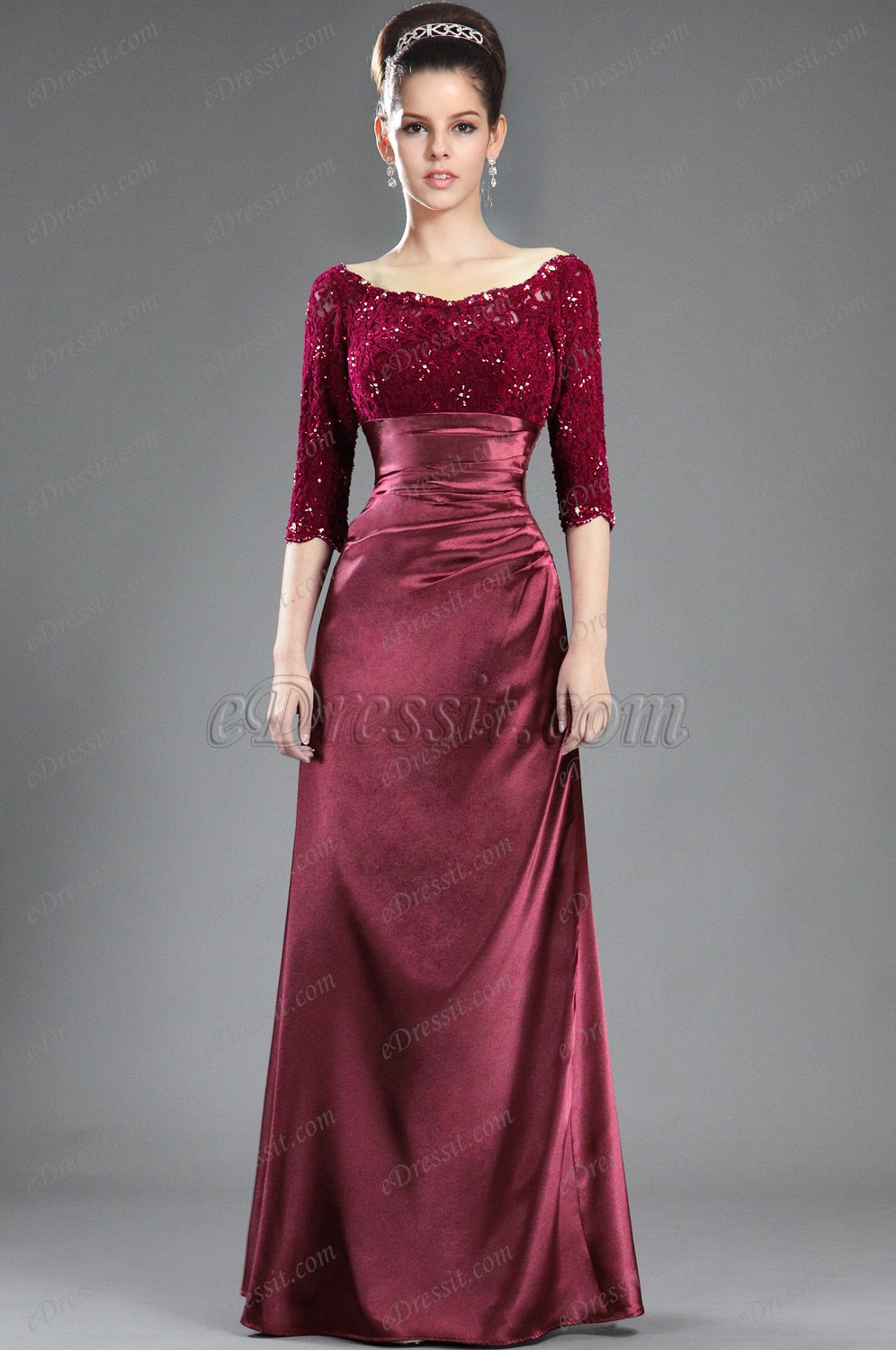 New Stylish Lace Sleeves Mother of the Bride Dress