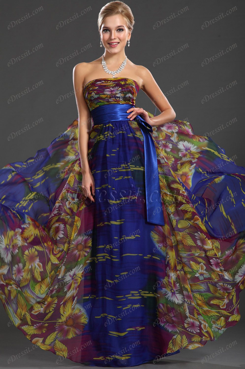 New Gorgeous Printed Fabric Evening Dress