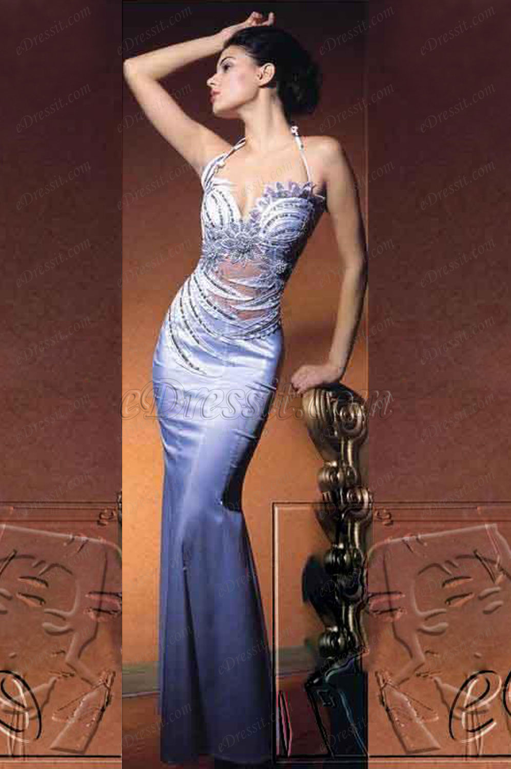 Blue Prom Gown Evening Dress