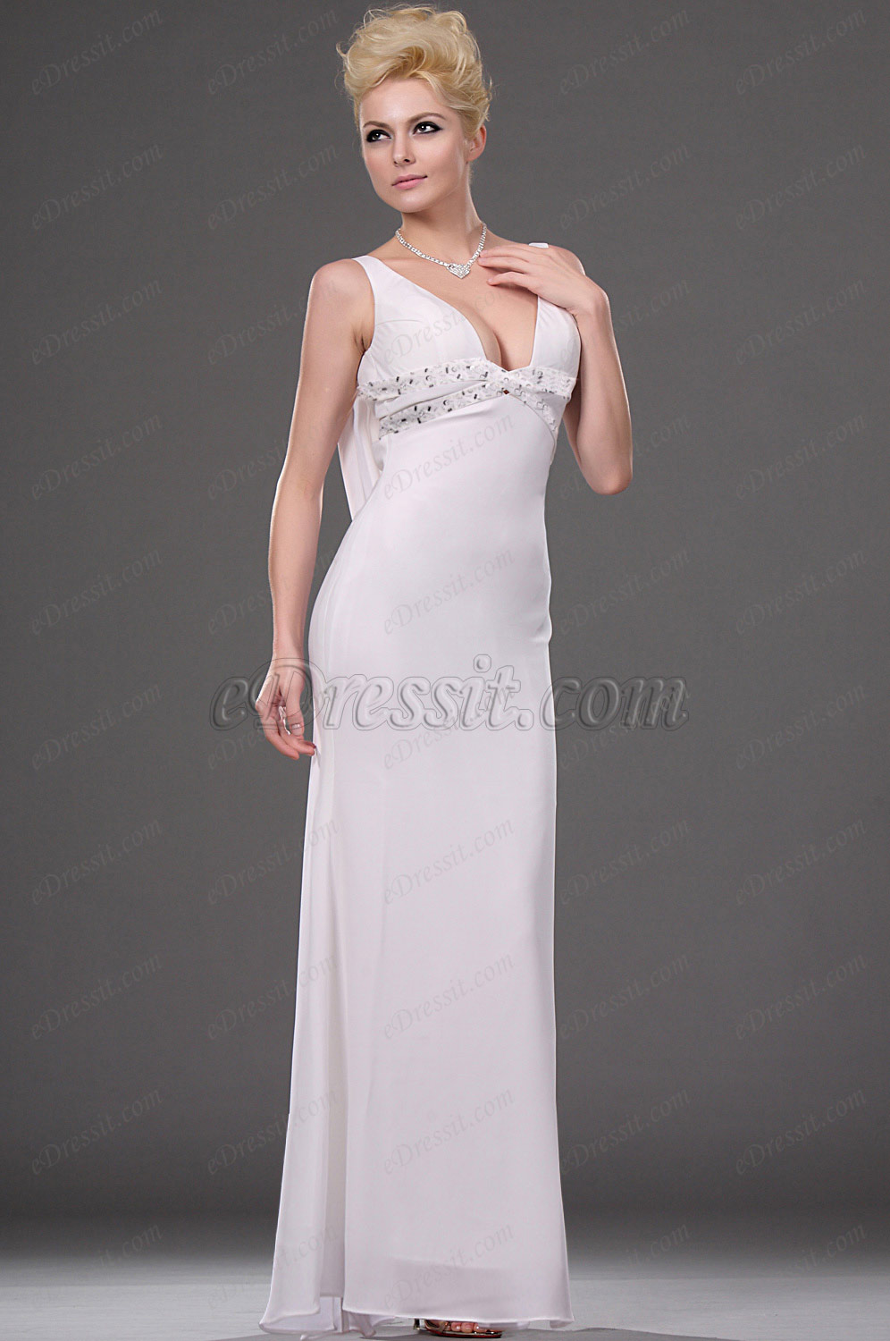 V-cut Ball Gown Party Evening Dress