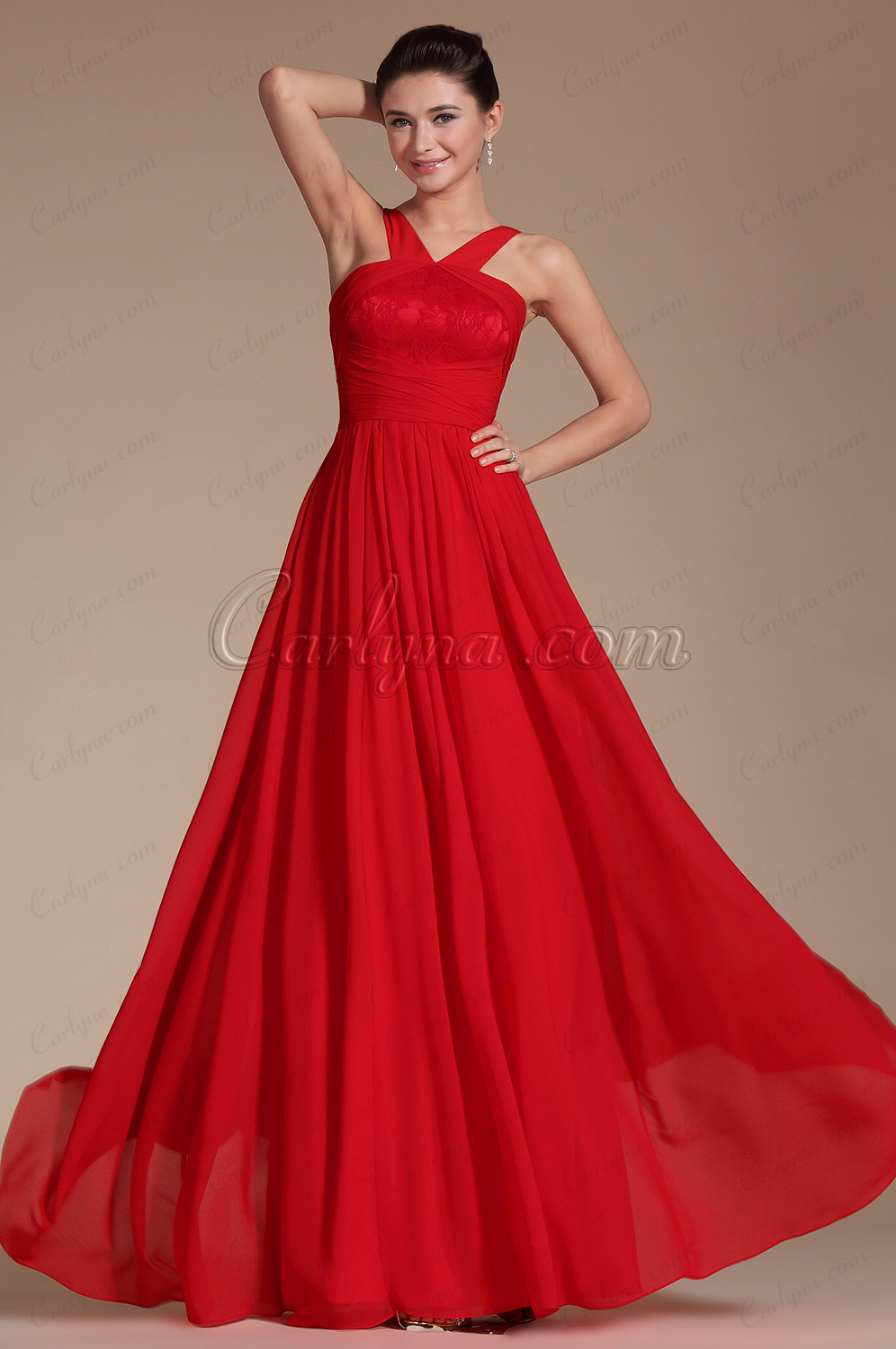 2014 Novedad Rojo tirantes A-line Vestido de Noche/dama