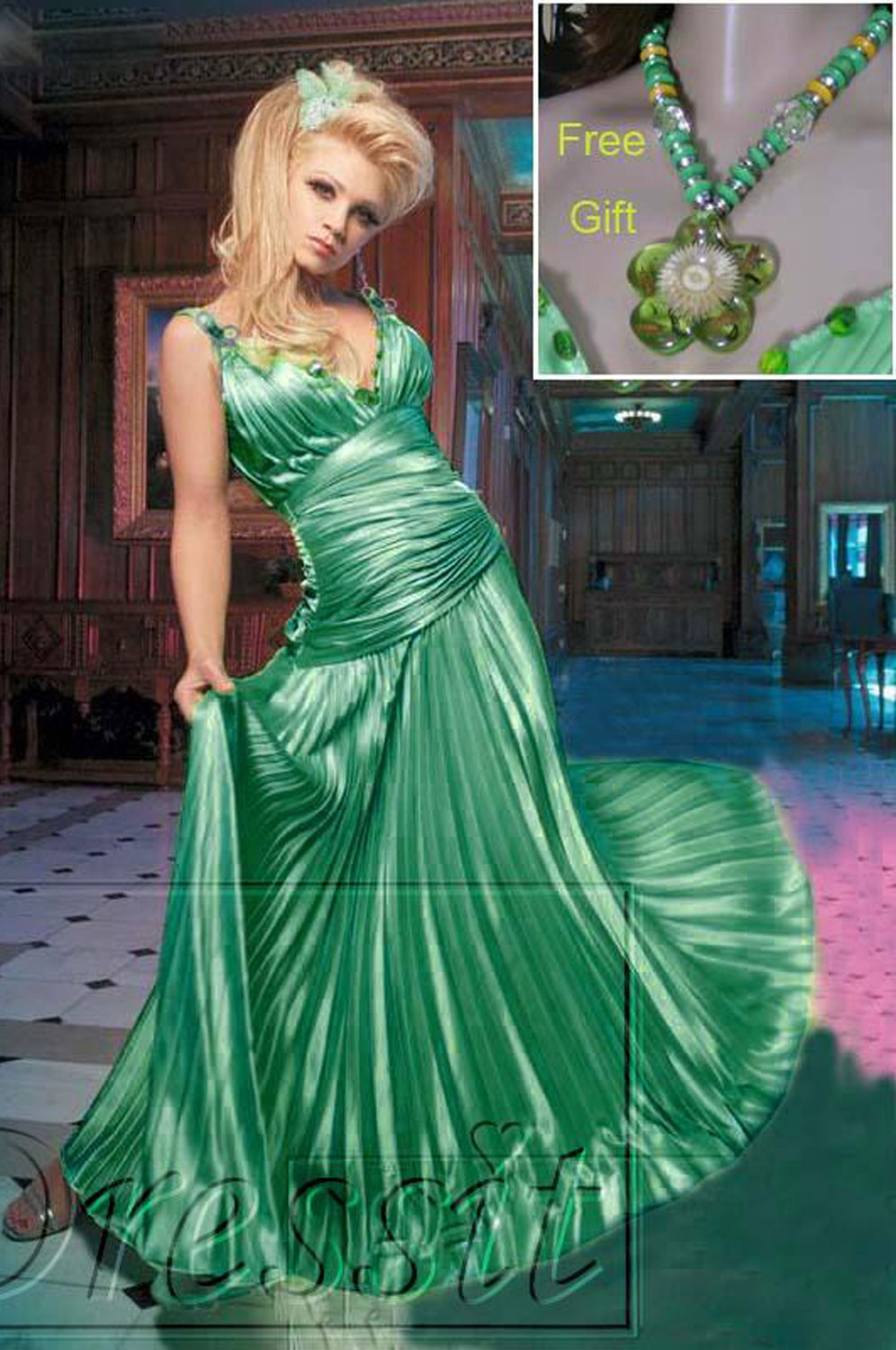 On sale !!  green  Prom Gown Evening Dress