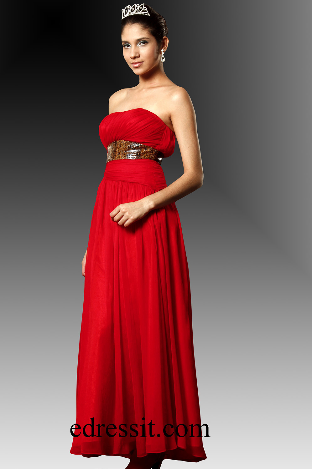 NUEVO VESTIDO DE NOCHE  SIN TIRANTE  ROJO