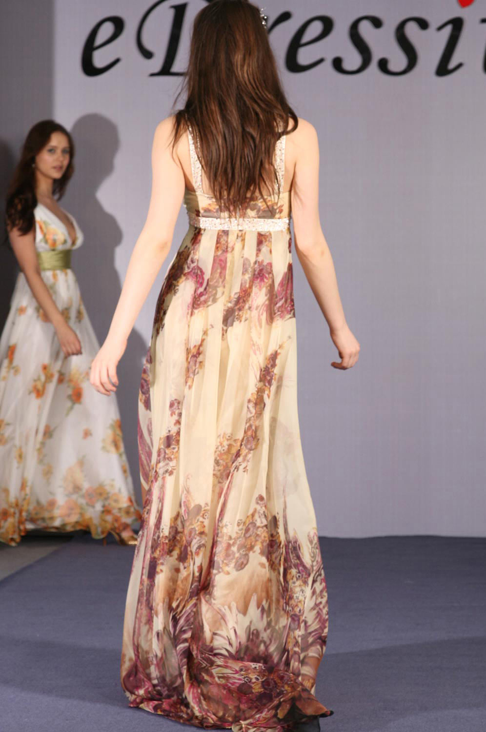 Elegant Pattern und Perlen Abendkleid