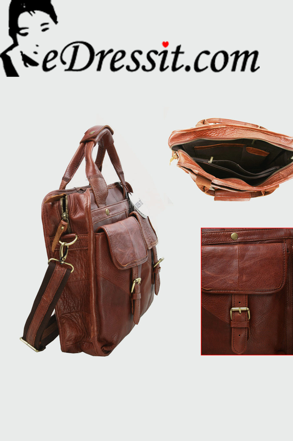 Leather Men's Messenger Shoulder Bag Briefcase