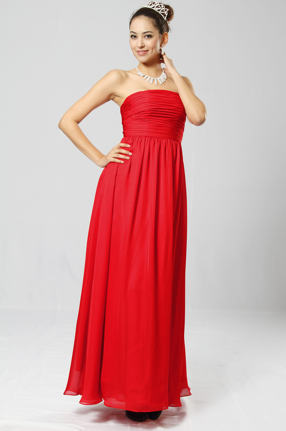Amazing Red Strapless Evening Gown
