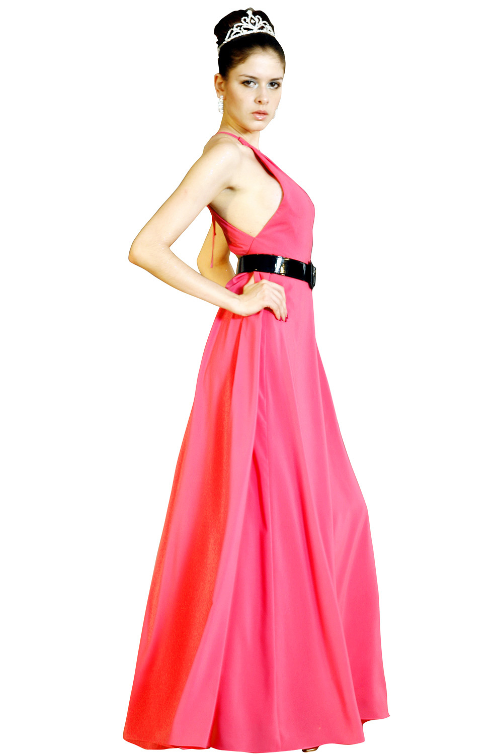 Charmante Robe de Soiree avec Ceinture Noire