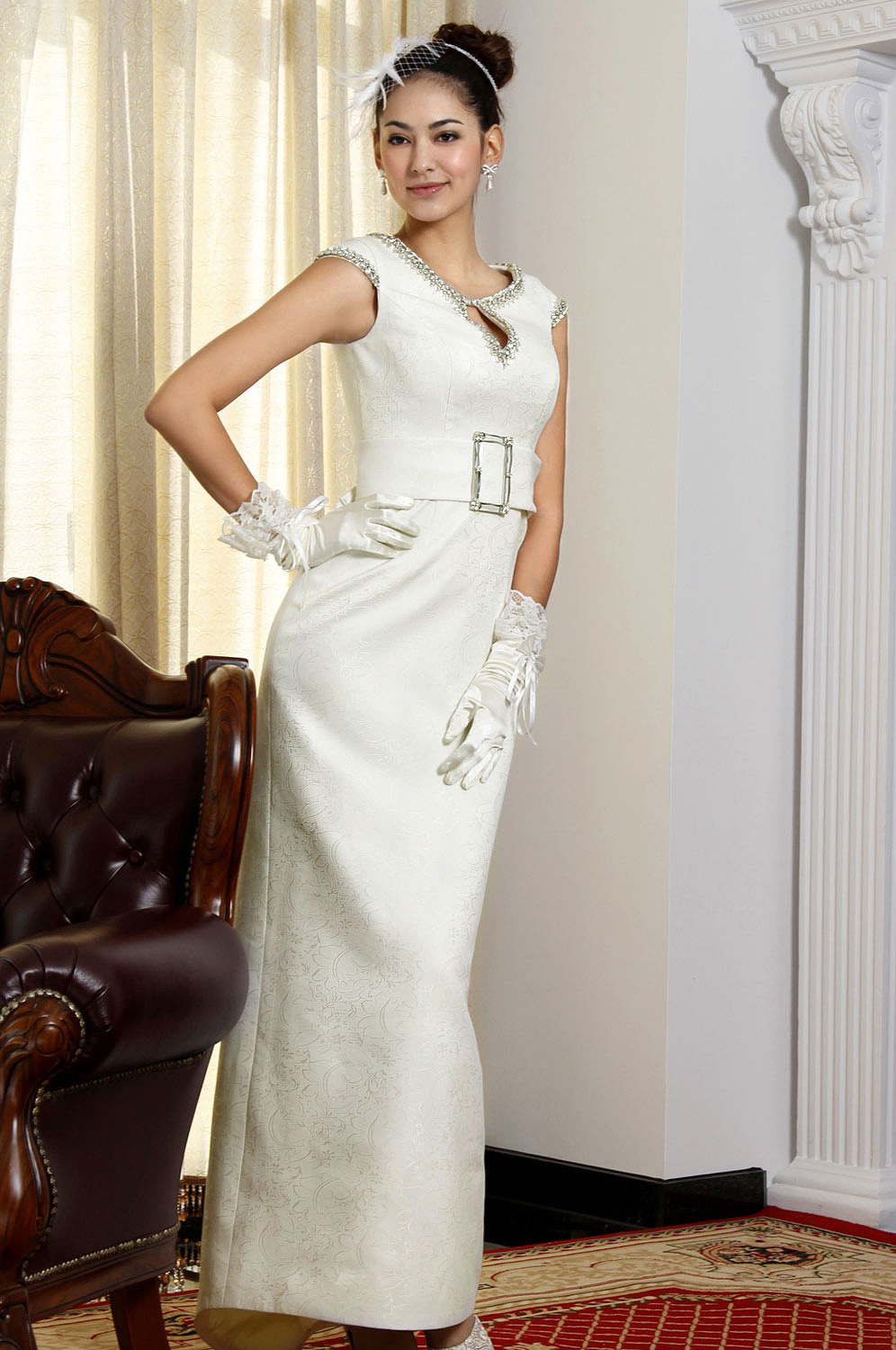 White Chinese Style Wedding Gown