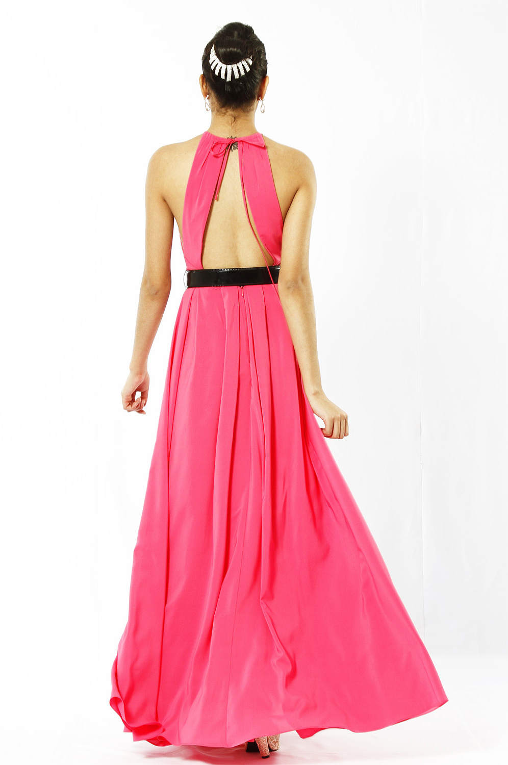 Charmante Robe de Soiree avec Ceinture Noire