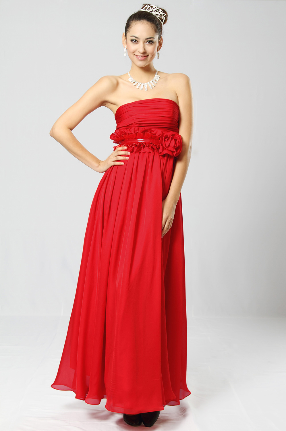 Amazing Red Strapless Evening Gown