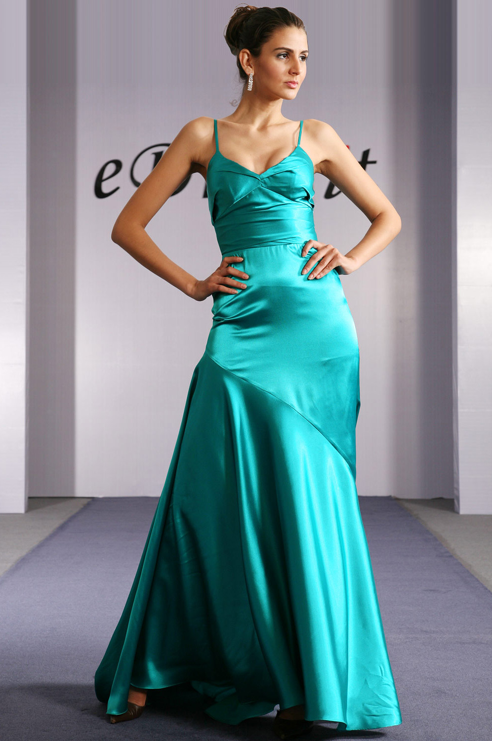 Elegant V cut Evening Dress