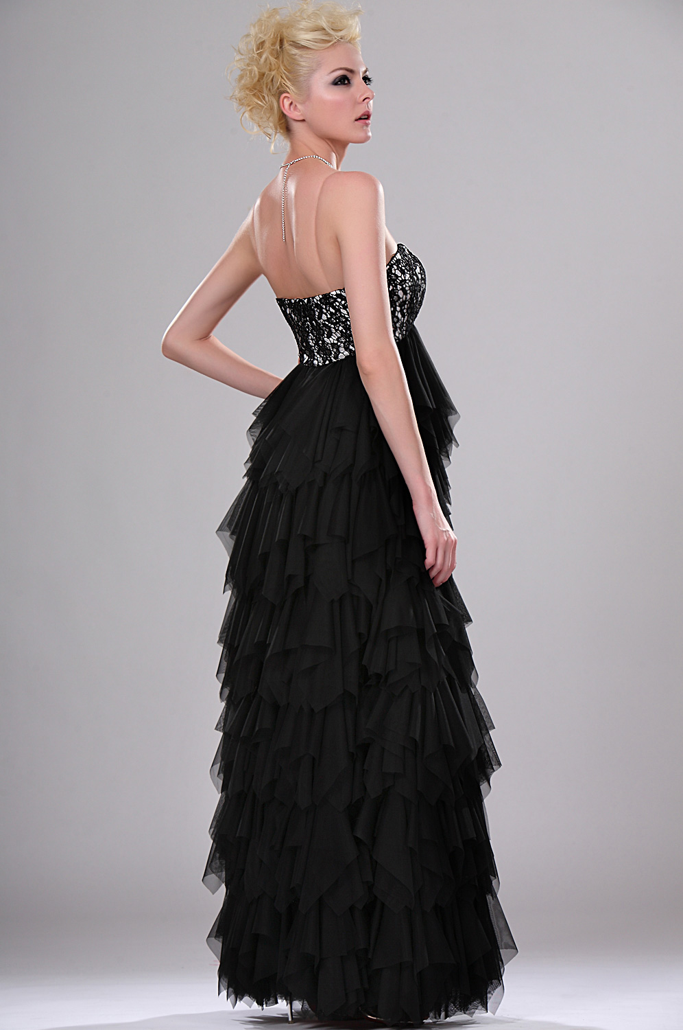 New Black Lace Sweetheart Evening Gown