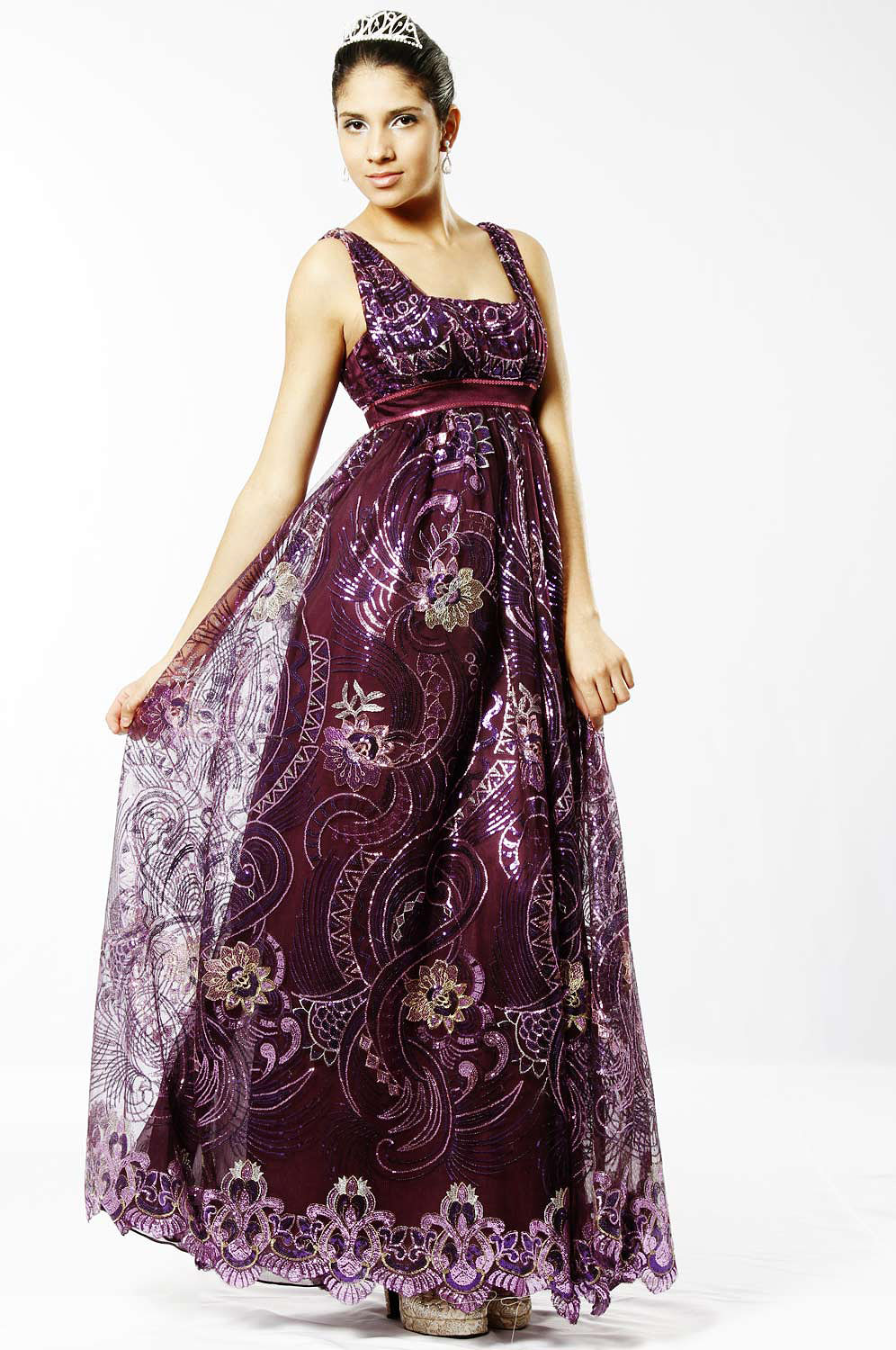 glamouroeser sternfoermigen Verzierung langes Kleid