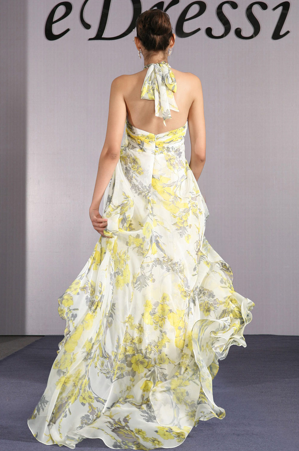 Gorgeous Floral Halter Evening Dress