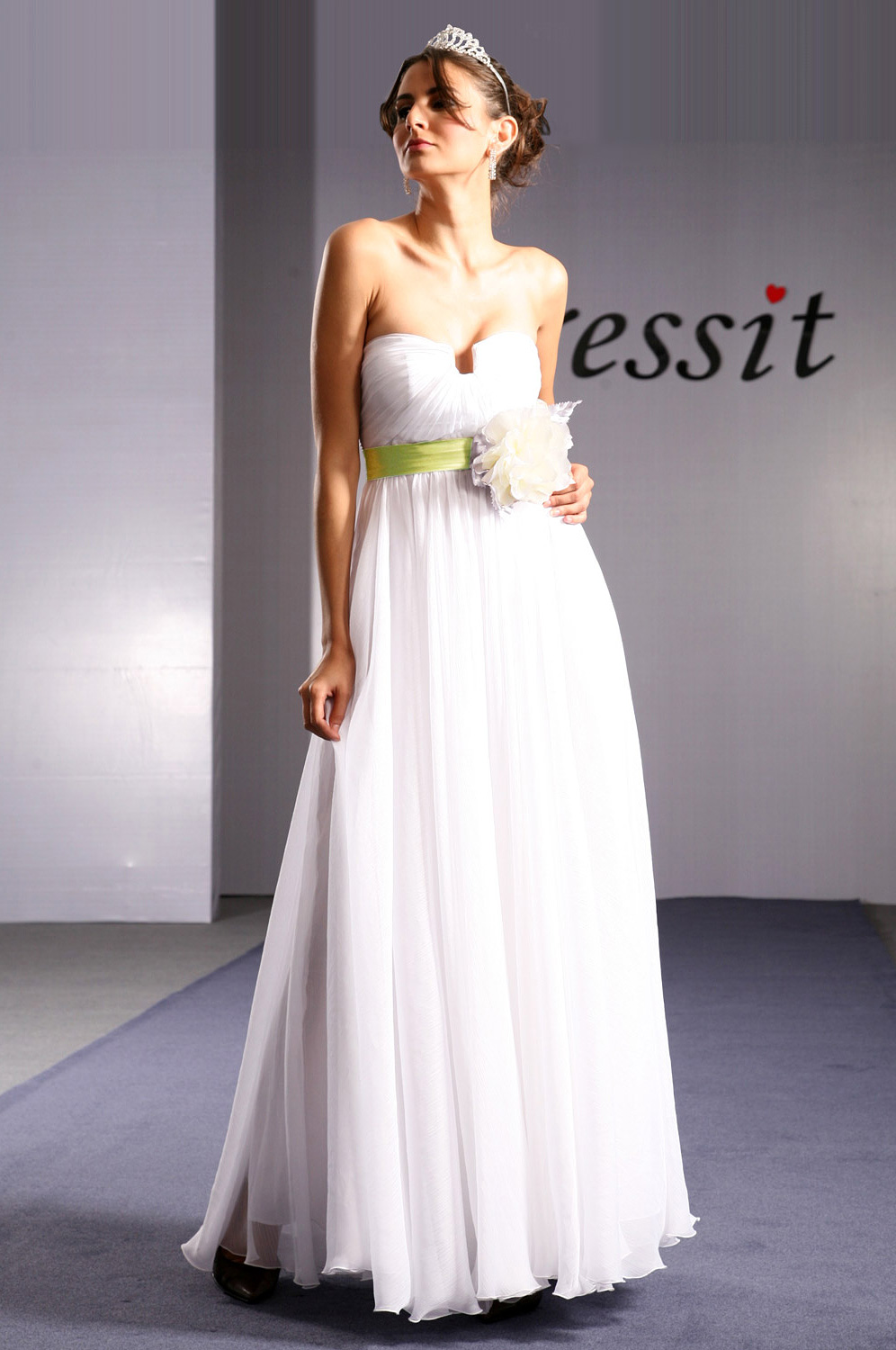 Elegant strapless U bustline Evening Dress