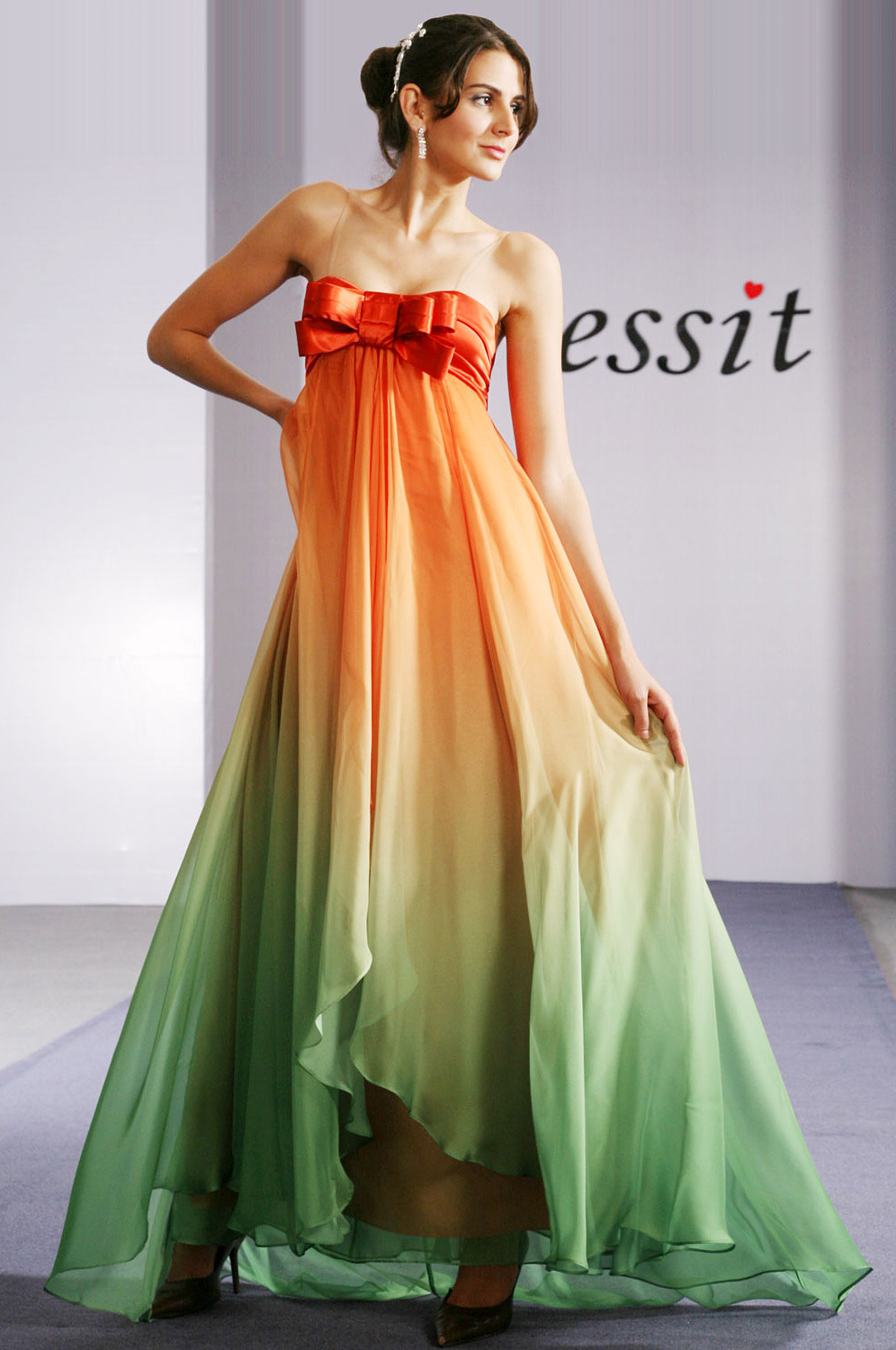 Gorgeous Gradient High Waistline Evening Dress
