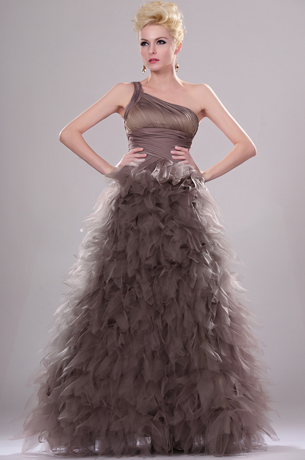 Neue Artikel Wunderbar Faltig Ein-Schulter Abendkleid