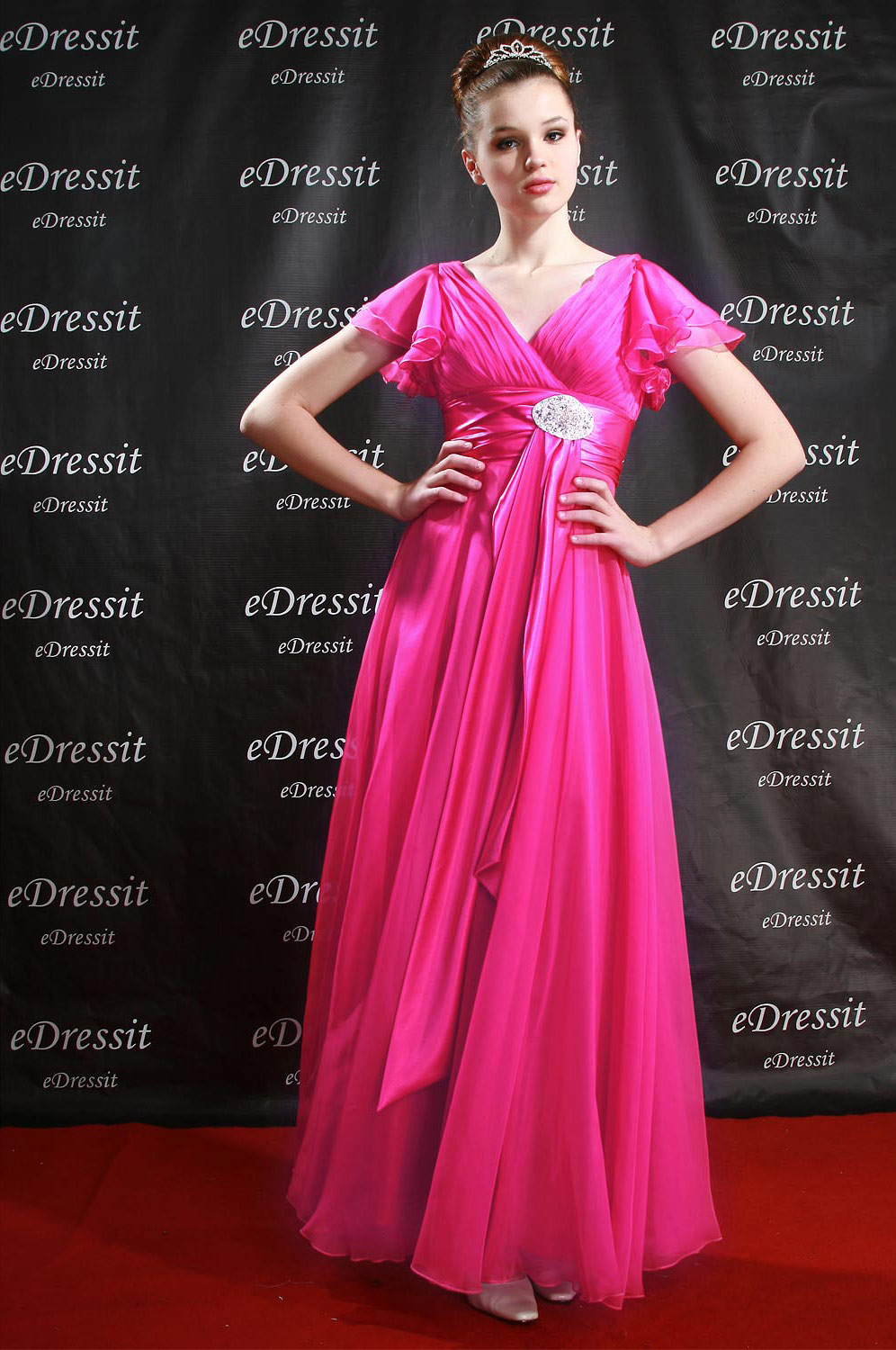 Seda Hot Rosado Vestido de Fiesta/Noche