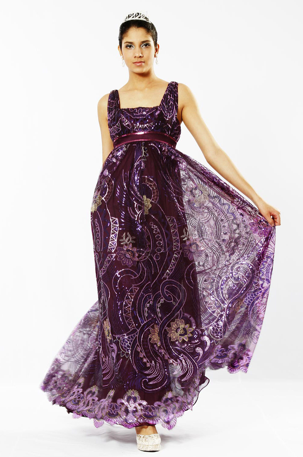 glamouroeser sternfoermigen Verzierung langes Kleid