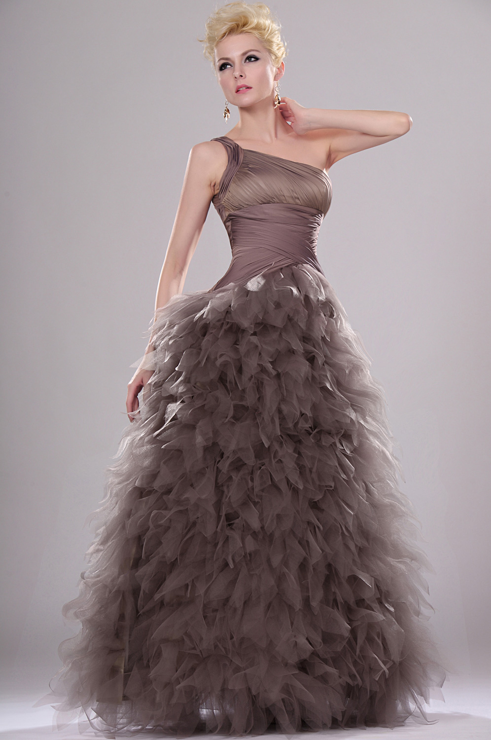 Neue Artikel Wunderbar Faltig Ein-Schulter Abendkleid