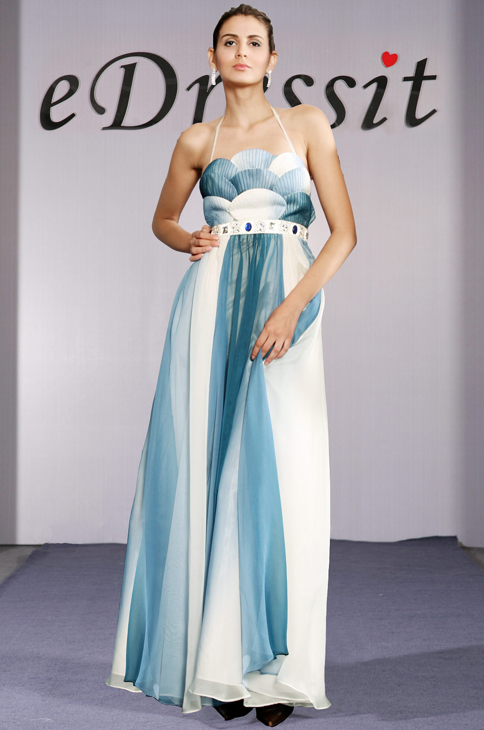 Halter Fächer-Form Sexy Abendkleid