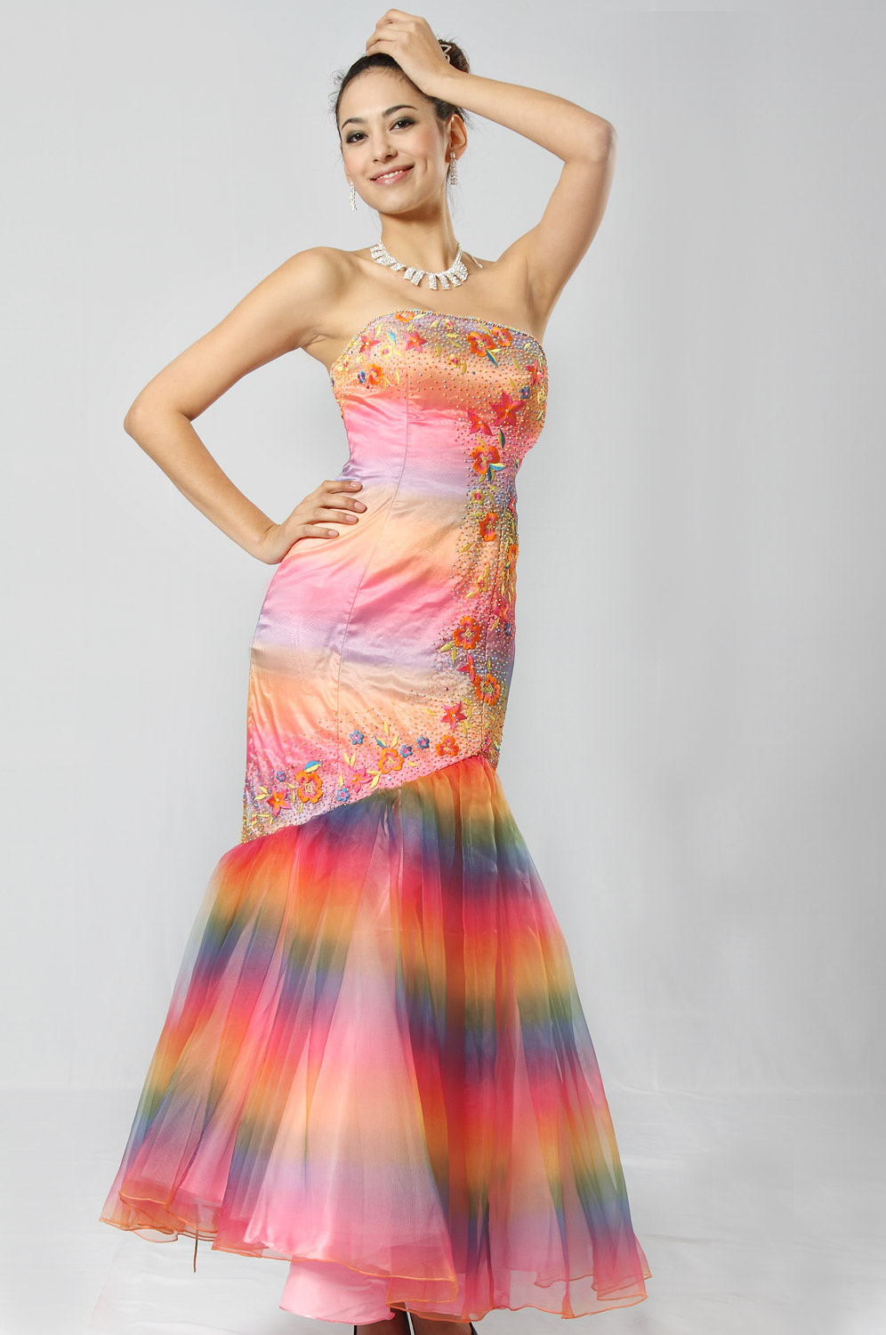 Glamorous Rainbow Prom Gown