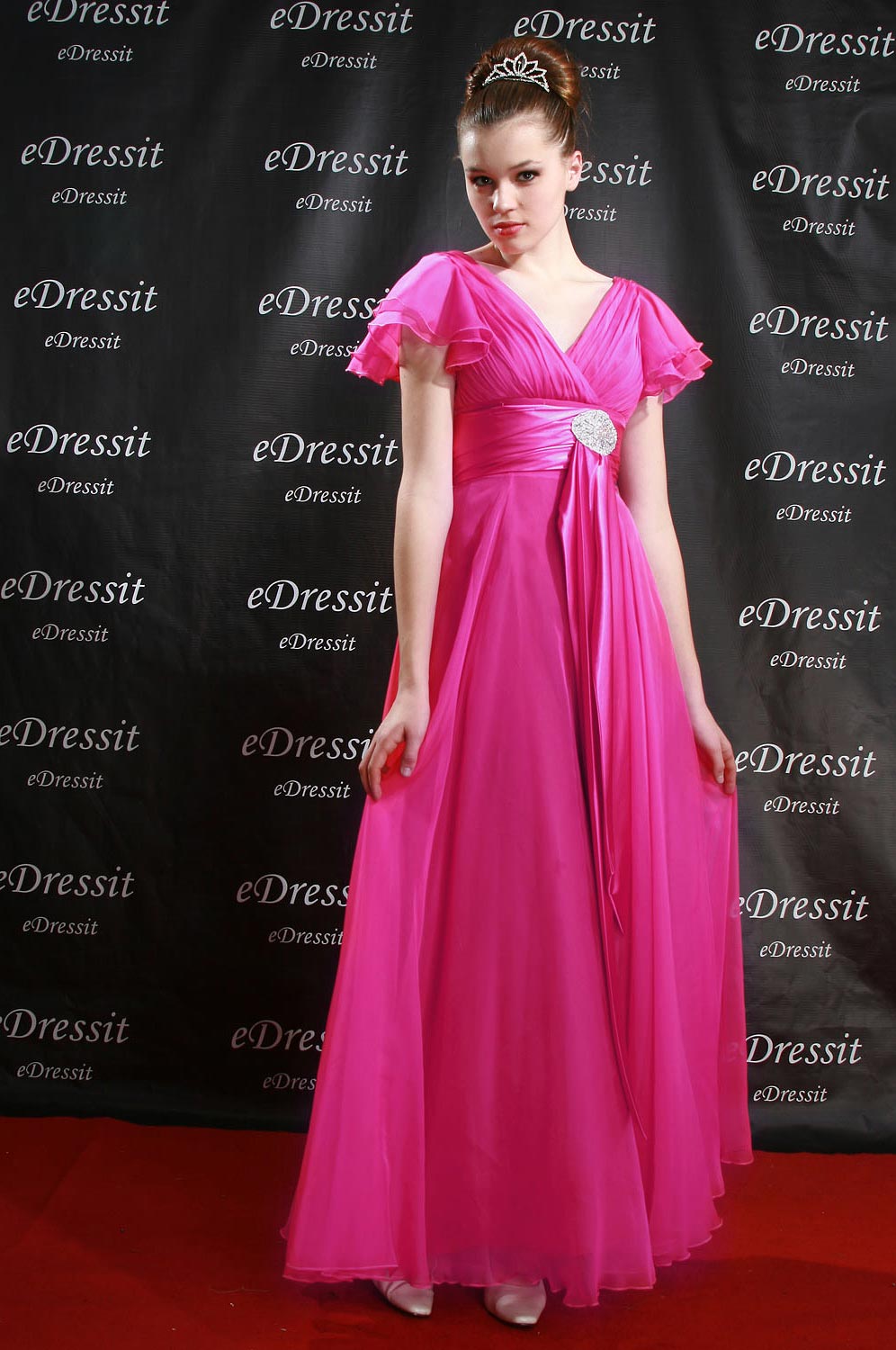 Seda Hot Rosado Vestido de Fiesta/Noche