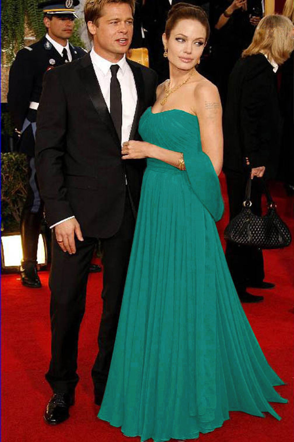 Angelina Jolie Green Celebrity Party Evening Dress