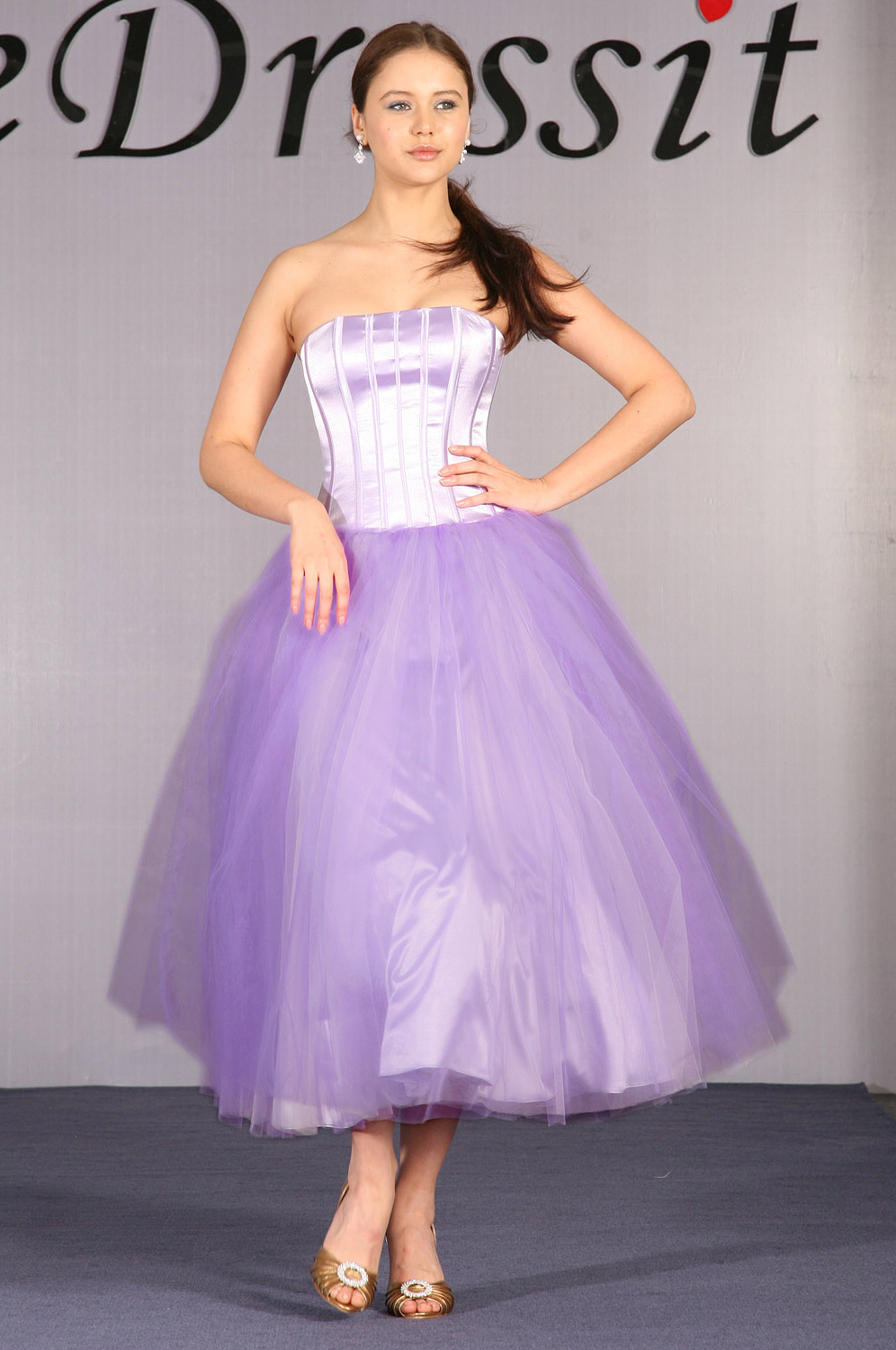 Gorgeous Purple Strapless Prom Gown