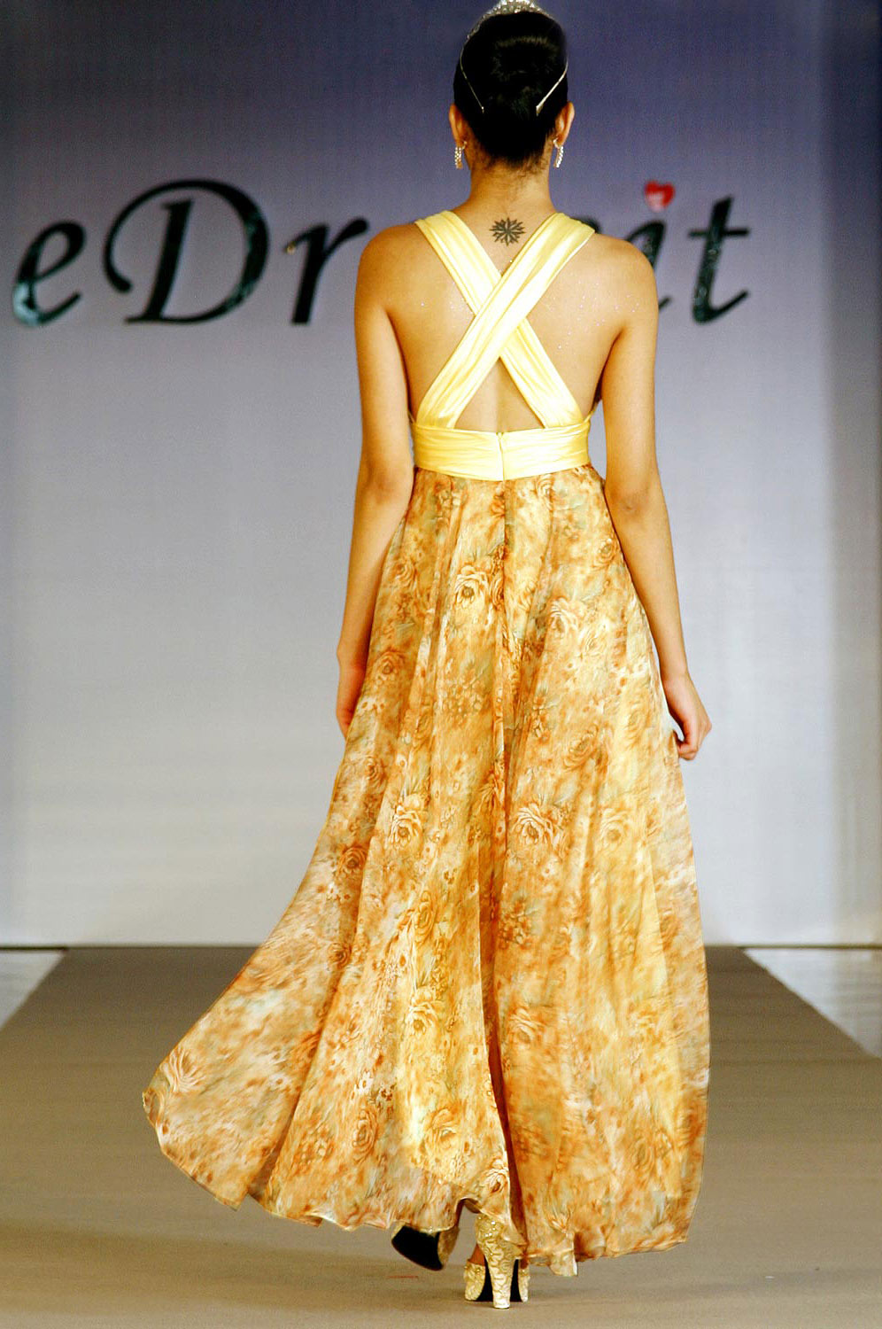 Sexy Floral V-cut Evening Dress