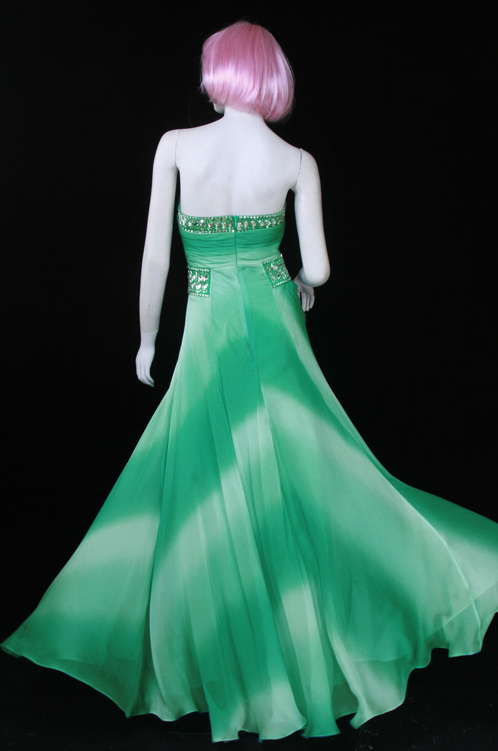 Elegant trägerlos Diamanten und Perlen Abendkleid