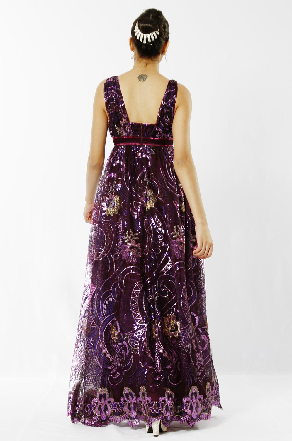 glamouroeser sternfoermigen Verzierung langes Kleid