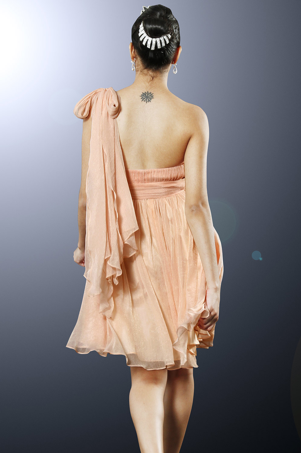 Elegant Ein-Schulter Träger Glanz Abendkleid Kurz