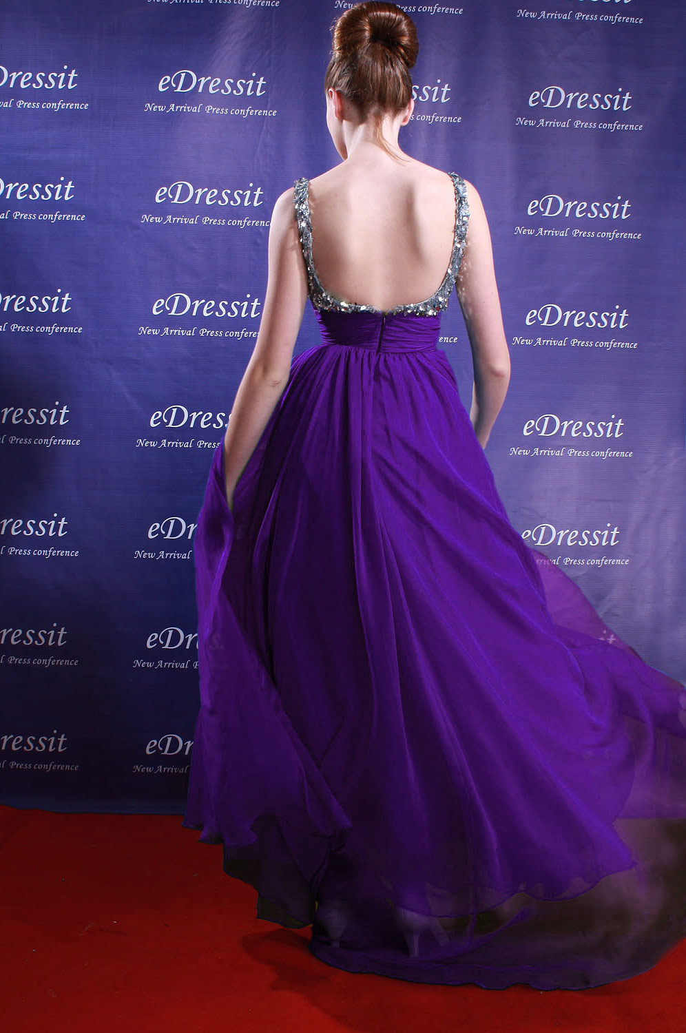 On Sale!!  purple sequins evening prom dress