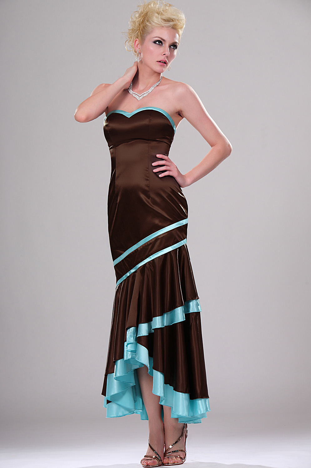 braun LuxusAbendkleid,Ballkleid, Tantzmode