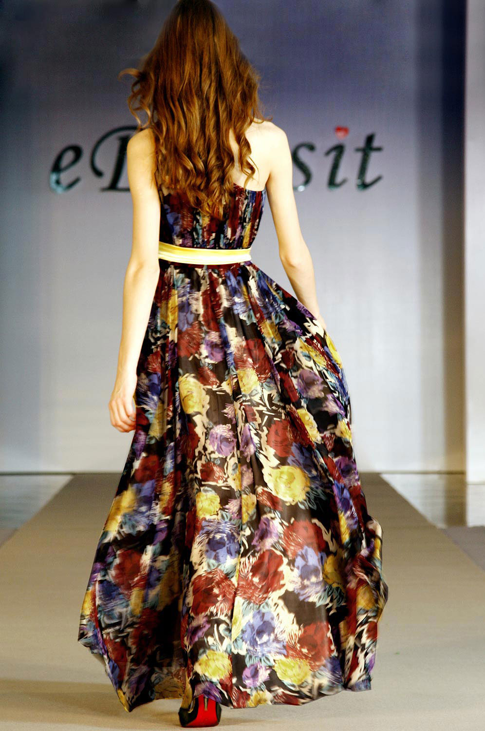 100% Real Silk Single Shoulder Evening Dress