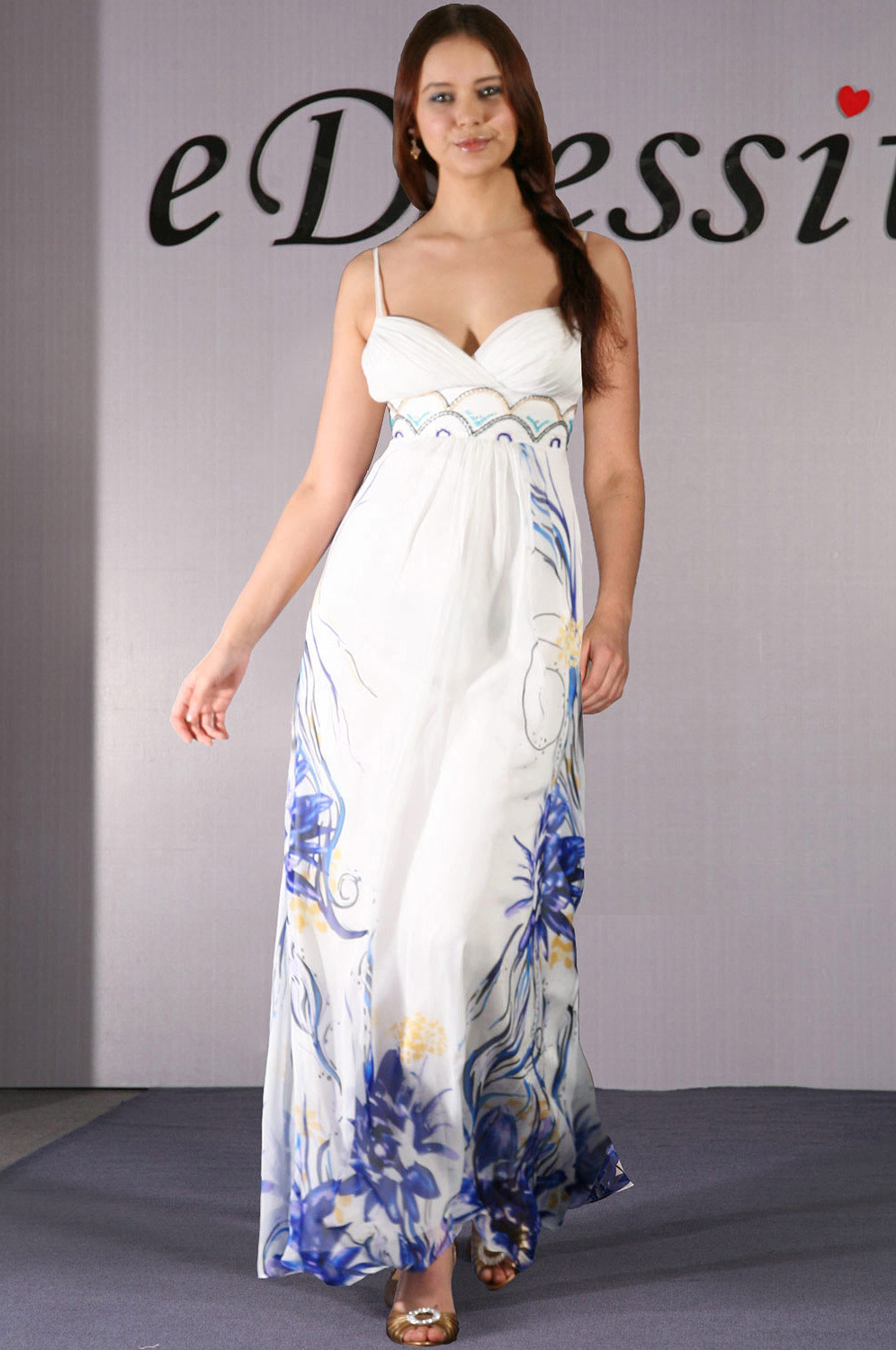 100% Silk weiss Luxuriöses Abendkleid/Ballkleid