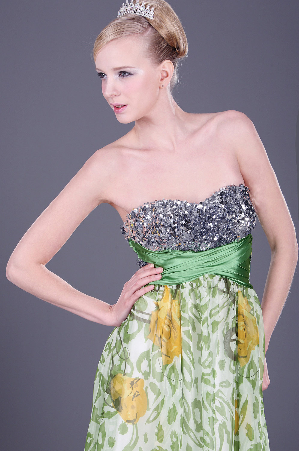 Trägerlos  leuchtend flora Abendkleid