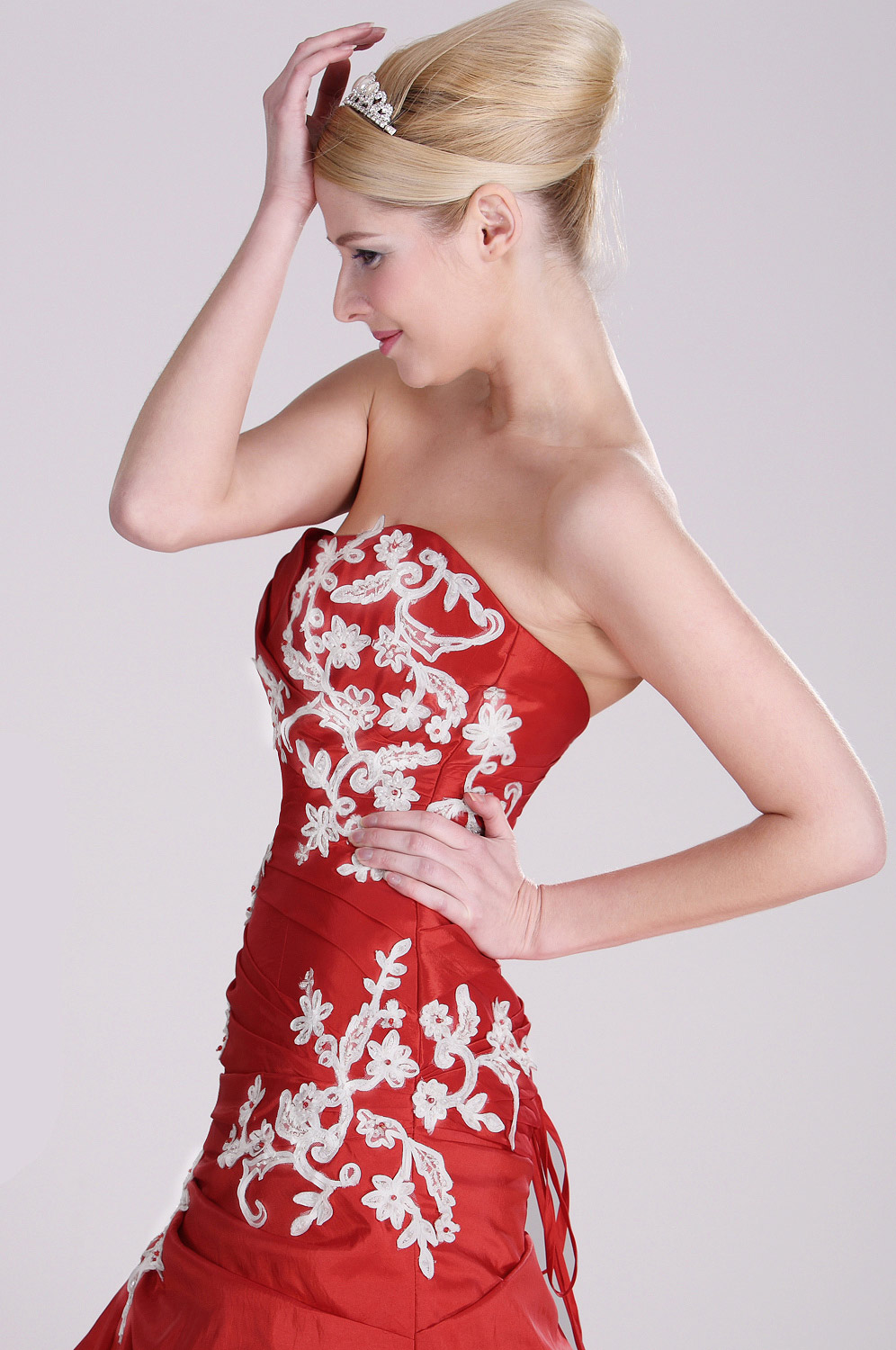 Trägerlos  Elegant großartig Rot Ballkleid