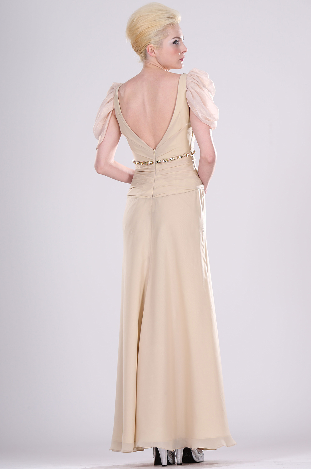 Träger  V-durchlöchern  Perlen Abendkleid