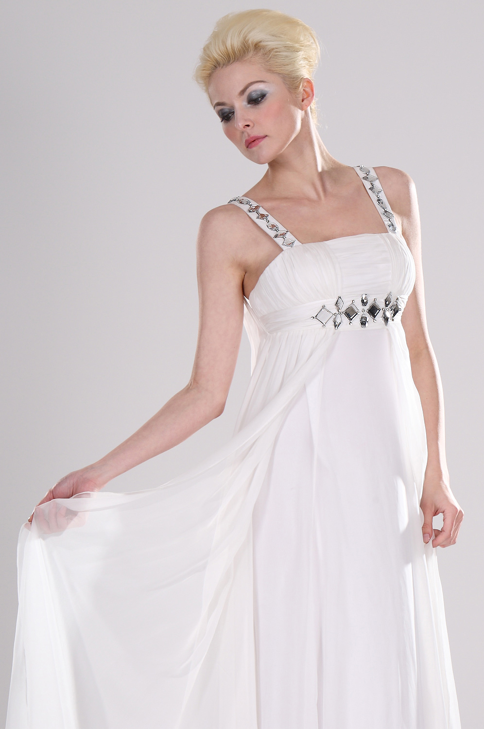 White Beaded Evening Dress