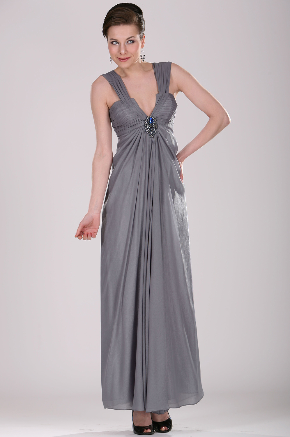 Träger  tiefer V-Schnitt  Abendkleid