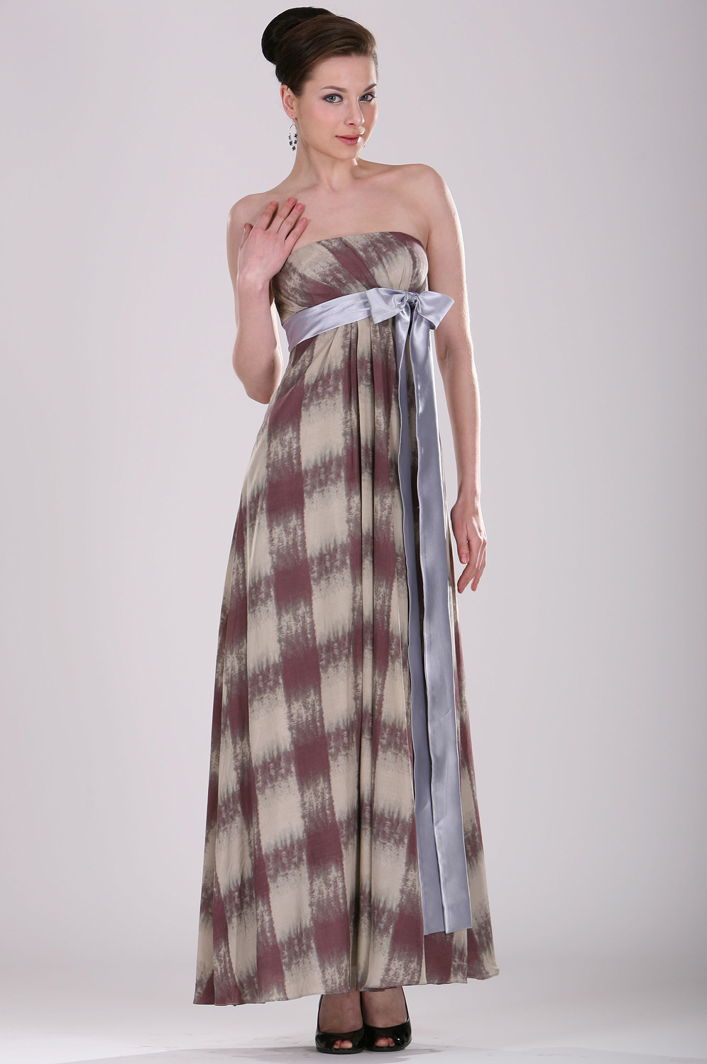 Elegant Strapless Imprimée Robe de Soiree