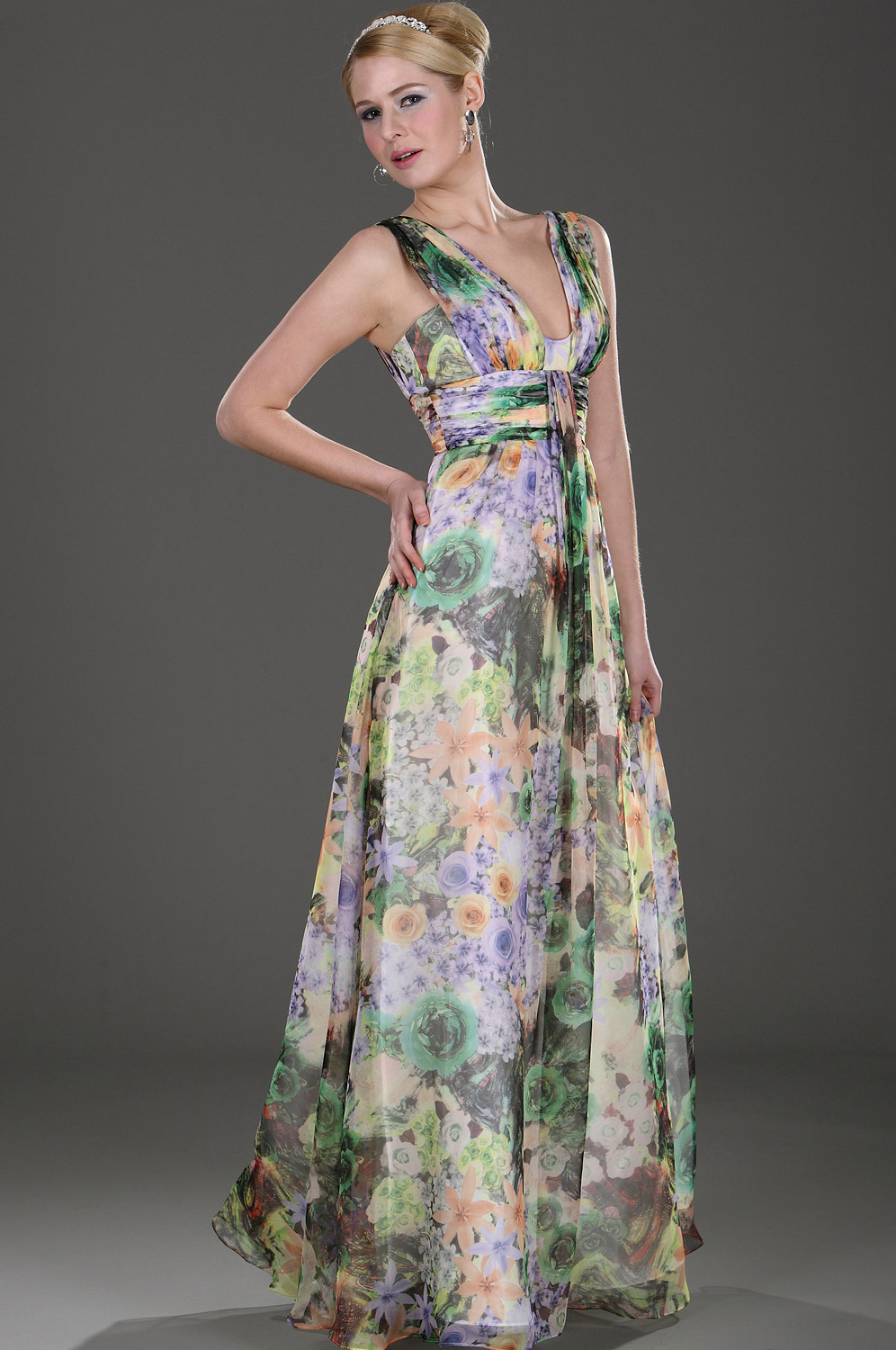 Träger  V-Schnitt scharmant flora  Abendkleid